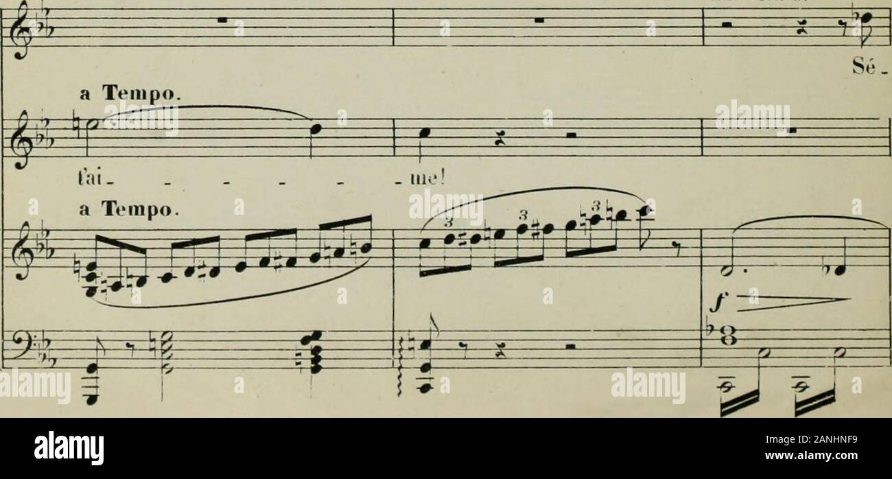 La statue; opéra en trois actes de JBarbier & MCarrèPartition chant et piano transcrite par Georges Bizet . 1-r^^^ y * * ^ ,li-J-ft S&lt;| */ w -2^ 5$^- ¥ (Vo.) .C. 8IÎS(.o-c.) -23S Idiil |)Ur loi. La &lt;1 r&lt; r # # » ^ IlIHv If eirl me K   K—: W— P •? [^ ^ . rili: M;ir . yy. ^ nO rf^ ^f-rf i. r^- - . nt I a - - ./• * * 0 =F= f • itf- î *4#=Ci —- t^^^=^ ^^ V &gt; V V ;i- -iii. |).ii.(liiii .m- - ni.ii M;if . f;v . a. .110^ je— Ja£ ^ J * •: » PII-O. •iiiiiiZ. +^- fe ^ -^^-s- P=P -5-#- MVUfiYANR.. (v.o.i v.c i-;l(,-; (.n-c. 23t) SELIM. M Hr.YNK. i ^^p ^ ^- r i ^ lim! -Achù.VL!  Hé . Lis Stock Photo