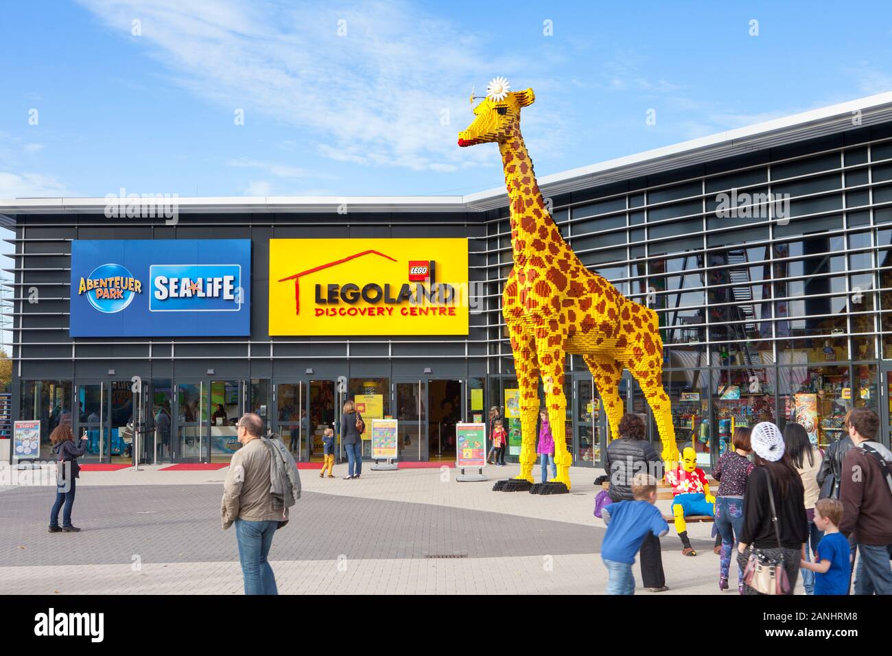 A giraffe built with Lego bricks, LEGOLAND Discovery Centre, Centro, Oberhausen, Germany Stock Photo