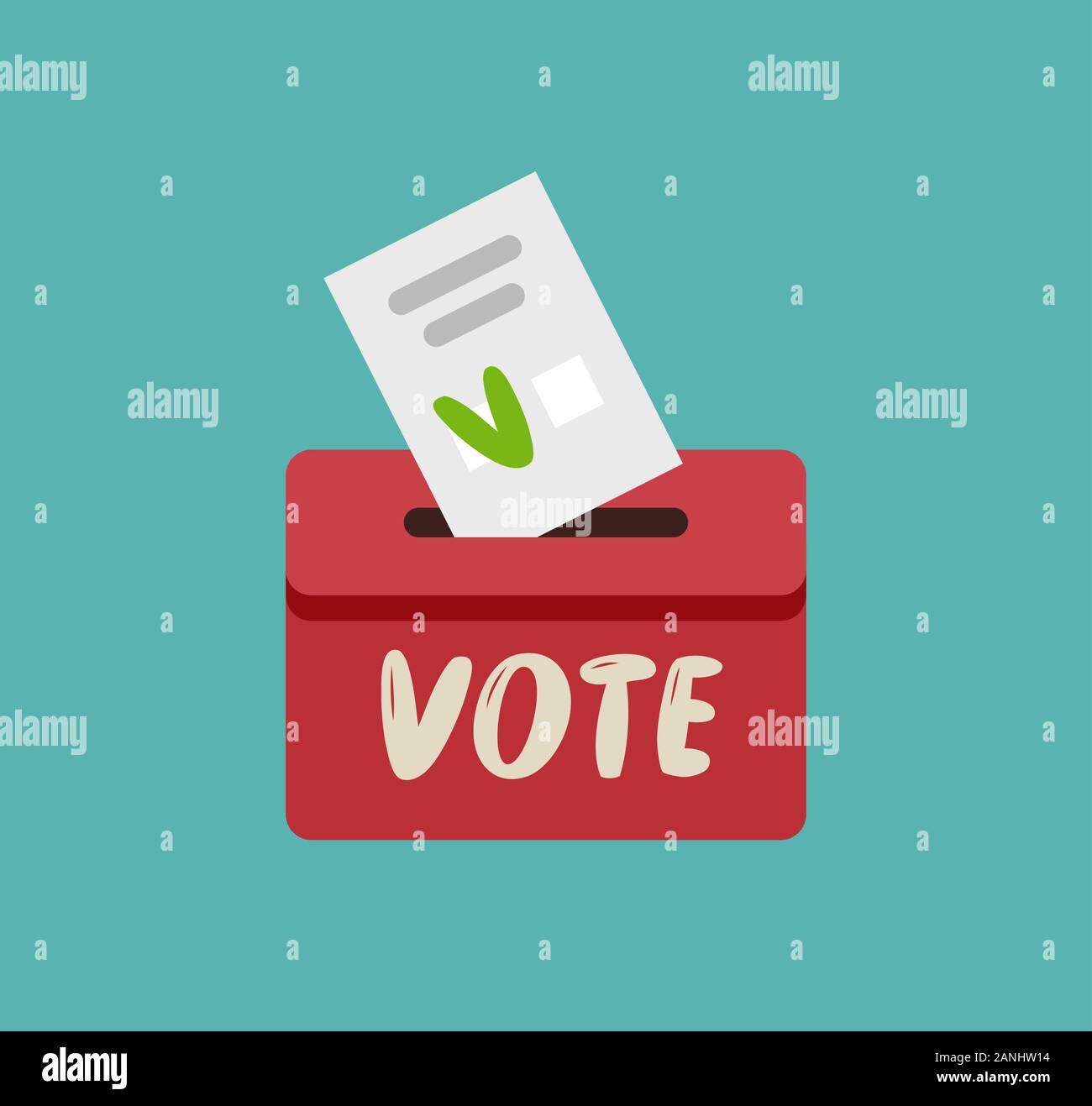 Putting voting paper in ballot box. Vote, elections vector Stock Vector