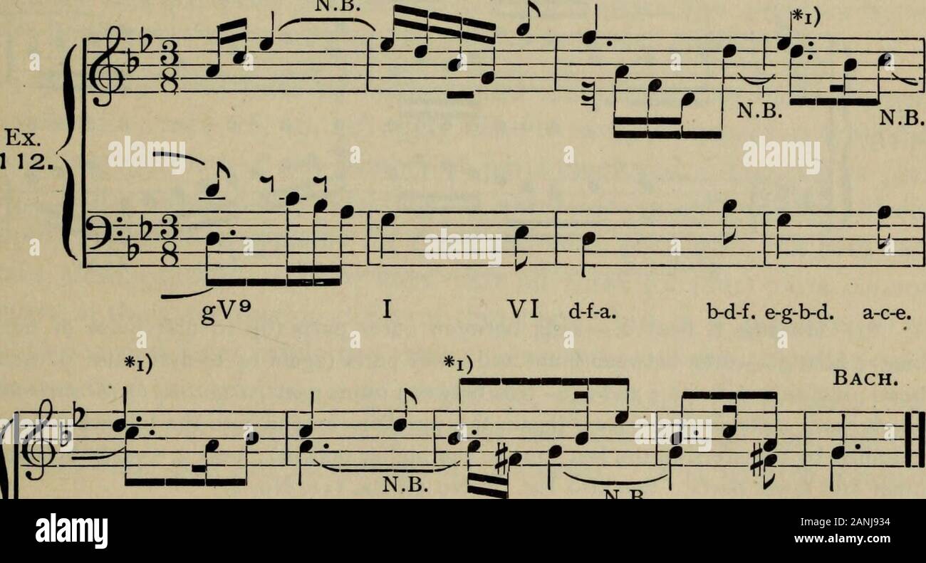 Counterpoint applied in the invention, fugue, canon and other polyphonic forms : an exhaustive treatise on the structural and formal details of the polyphonic or contrapuntal forms of music, for the use of general and special students of music . in a word), asto counteract the impression of simple chord-succession. This deviceis omitted in Ex. no, but plainly seen in Ex. in, No. 2 ; and may beverified in the other given illustrations, also. But this is not all; the insertion of passing-notes must not beadopted as a device to this end alone, or the texture will, after all,amount to no more than Stock Photo