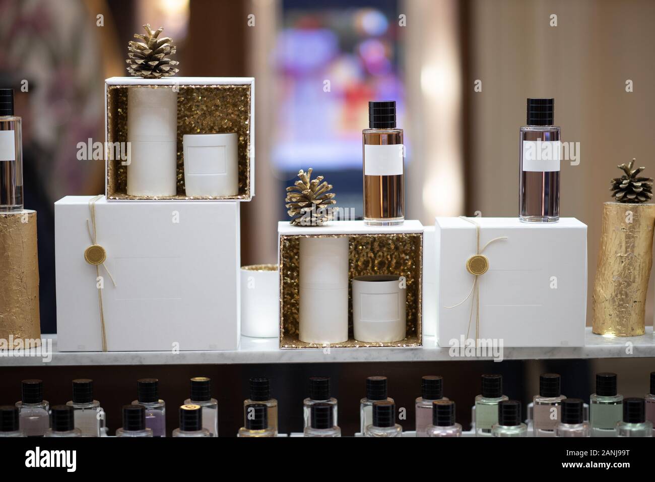 perfume in the window of an expensive perfume store Stock Photo