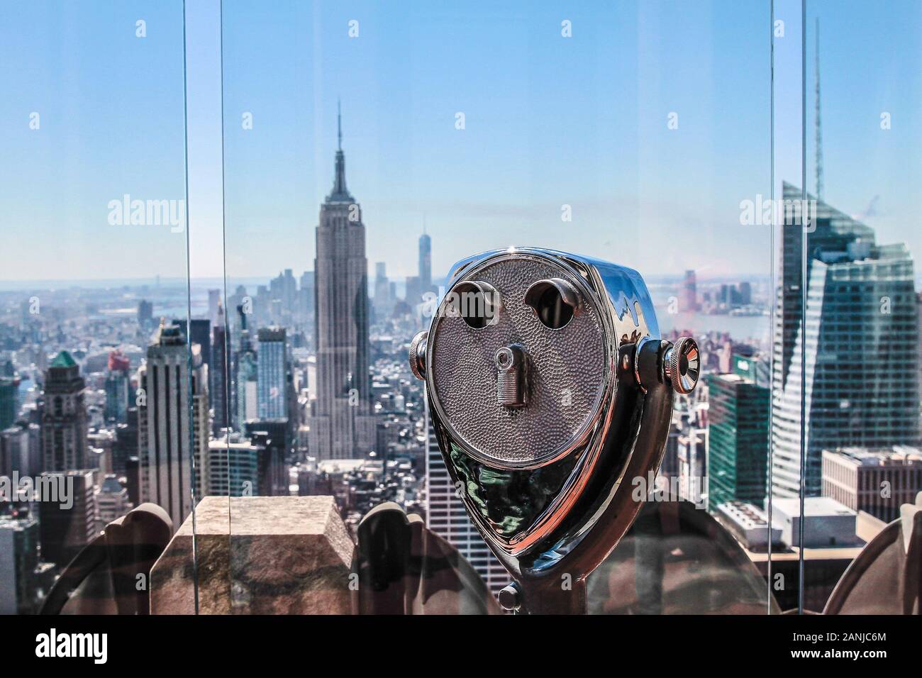 View point telescope from Rockfeller Building New York United States 10/04/2014 Stock Photo