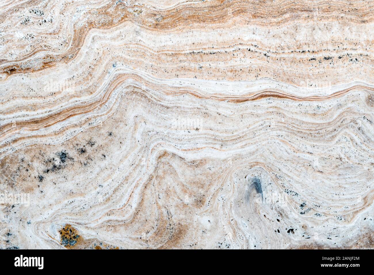 Smooth surface texture of stone, White beige or ecru color striped wave