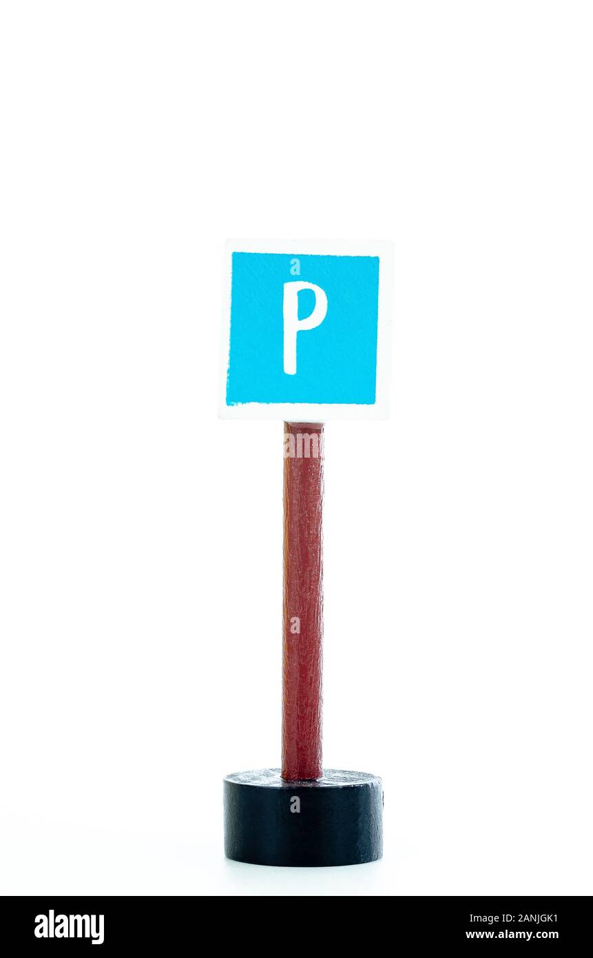 parking traffic sign isolated on white background with copy space for text Stock Photo