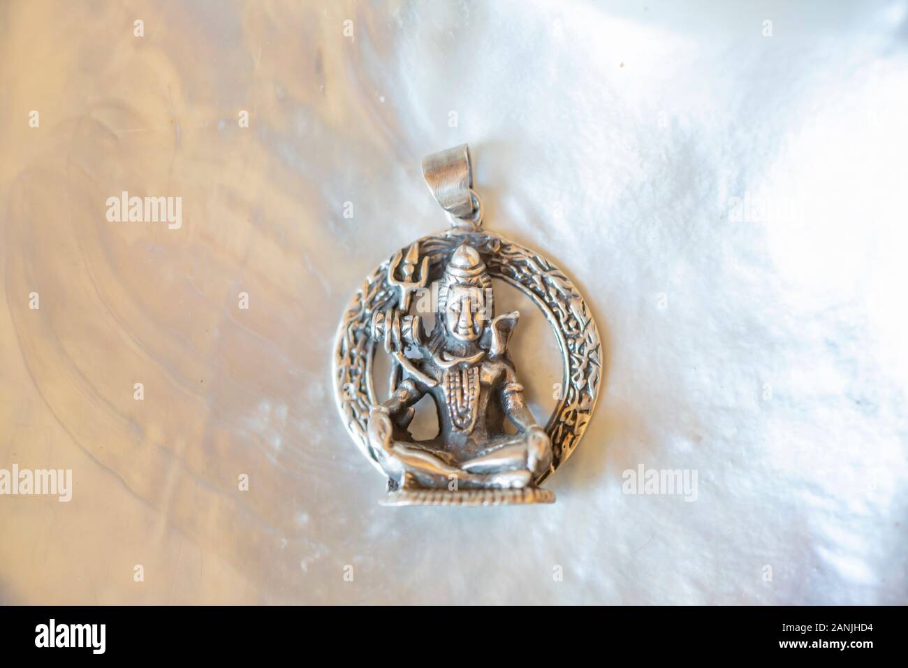 Ag Silver pendant in shape of hinduistic god Shiva Stock Photo