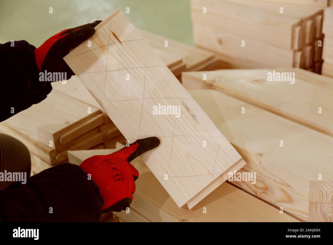 Quality control of wooden products made on a CNC machine Stock Photo