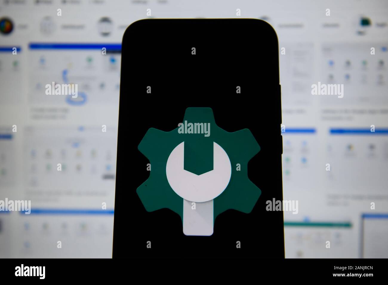 In this photo illustration a Google Admin logo displayed on a smartphone. Stock Photo