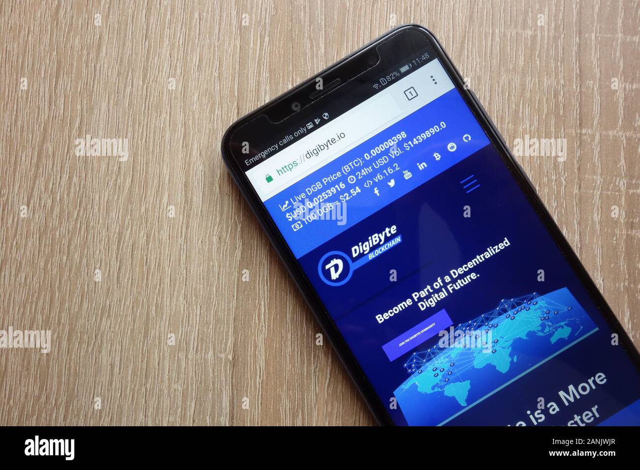 Digibyte Dgb Cryptocurrency Website Displayed On Huawei Y6 2018 Smartphone Stock Photo Alamy