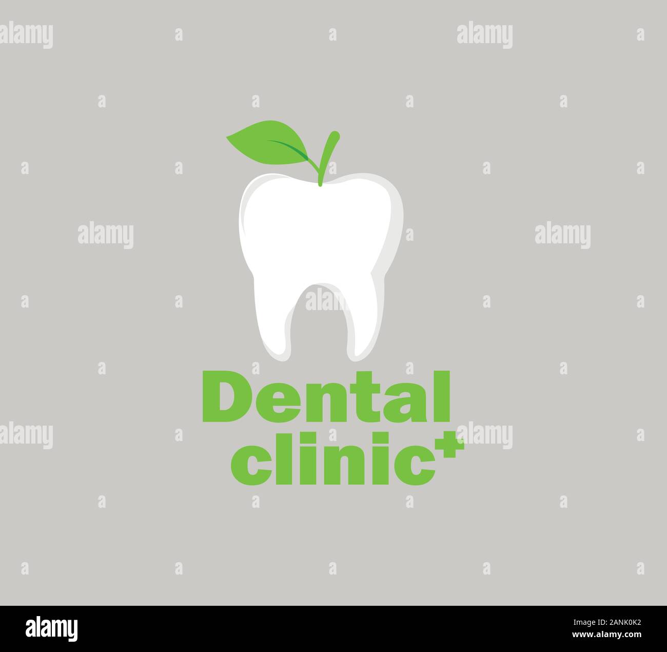Flat tooth and leaf logo - stylish vector template for dentistry logo Stock Vector