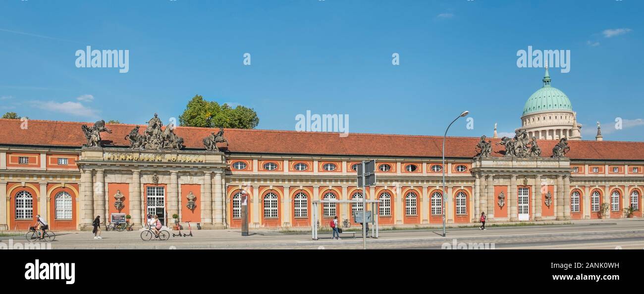 potsdam city palace, filmmuseum, st nicholas church in background Stock Photo
