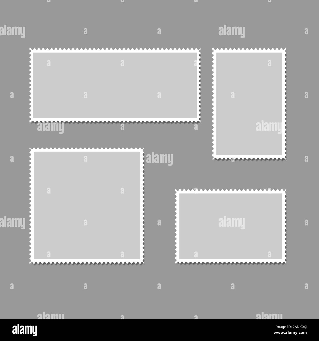 Postage stamps frames. Blank postage stamps in different size for retro