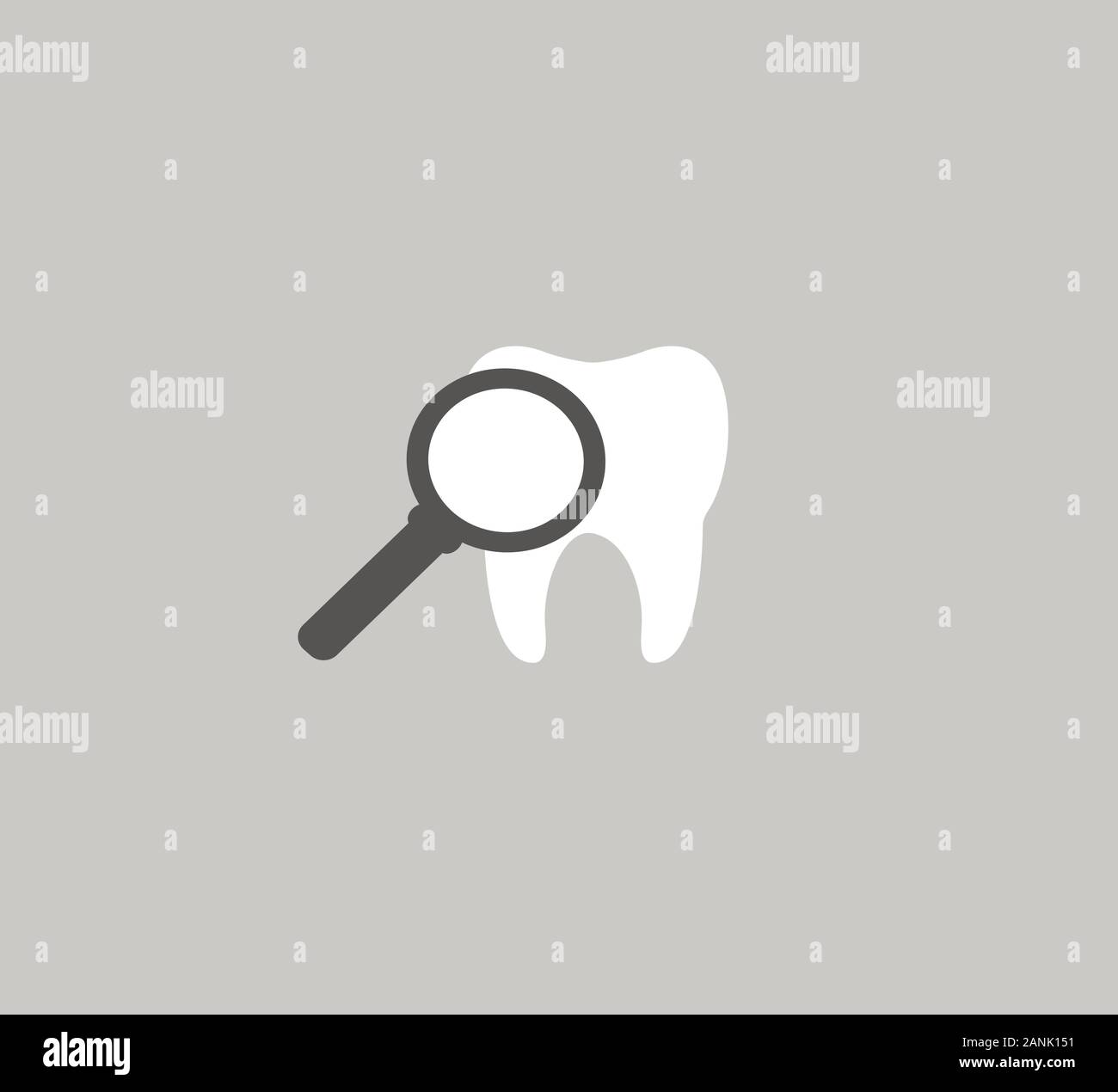 Tooth and magnifier - vector flat design icon, dentistry logo vector template Stock Vector