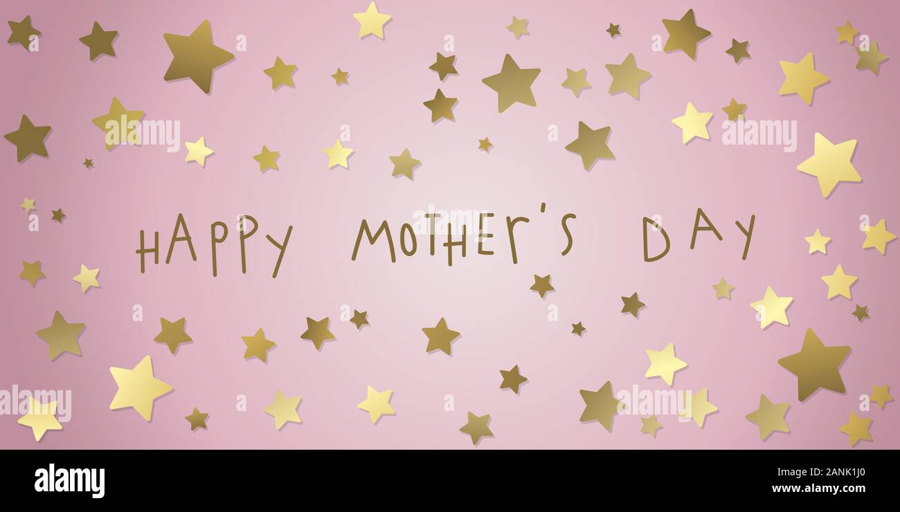 Happy Mothers Day Gold Stars Ang Glitter Illustration Banner Stock