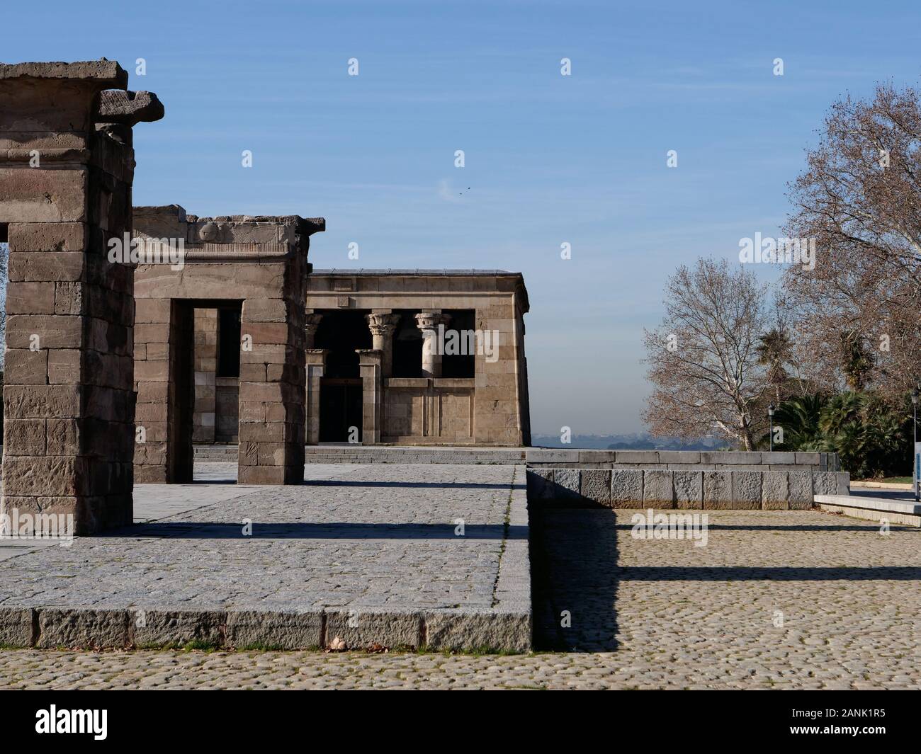 Egyptian temple of Debod donated to the people of Madrid for help in the construction of Asuan Dam Stock Photo