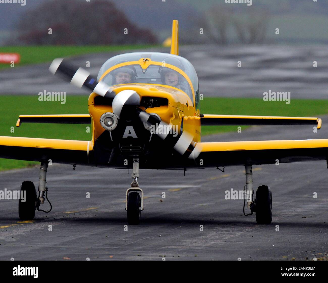 Prince Harry on his flying lesson in a Slingsby Firefly aircraft at Middle Wallop Army Flying Headquarters in Hampshire in 2008. Stock Photo
