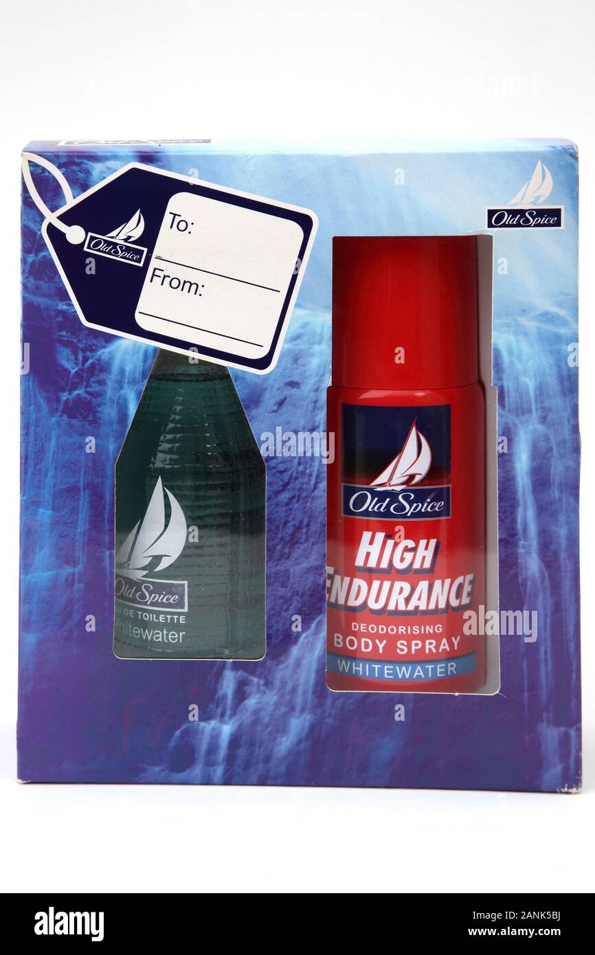 Old Spice High Endurance White Water Eau De Toilette and Body Spray Gift  Set Stock Photo - Alamy