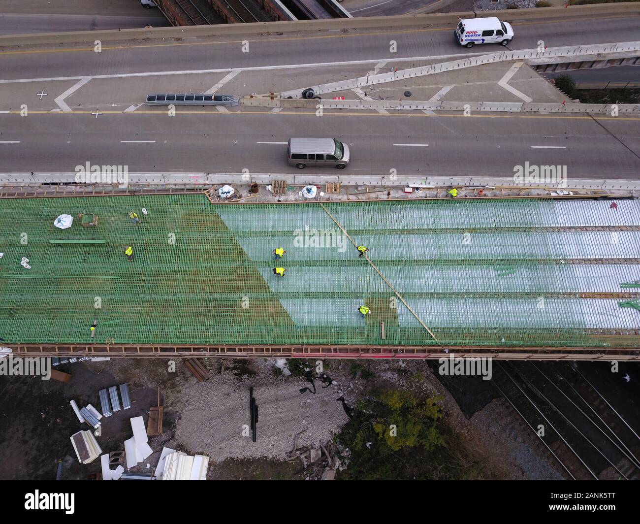 drone aerial I75 interstate bridge construction Cincinnati Ohio Stock