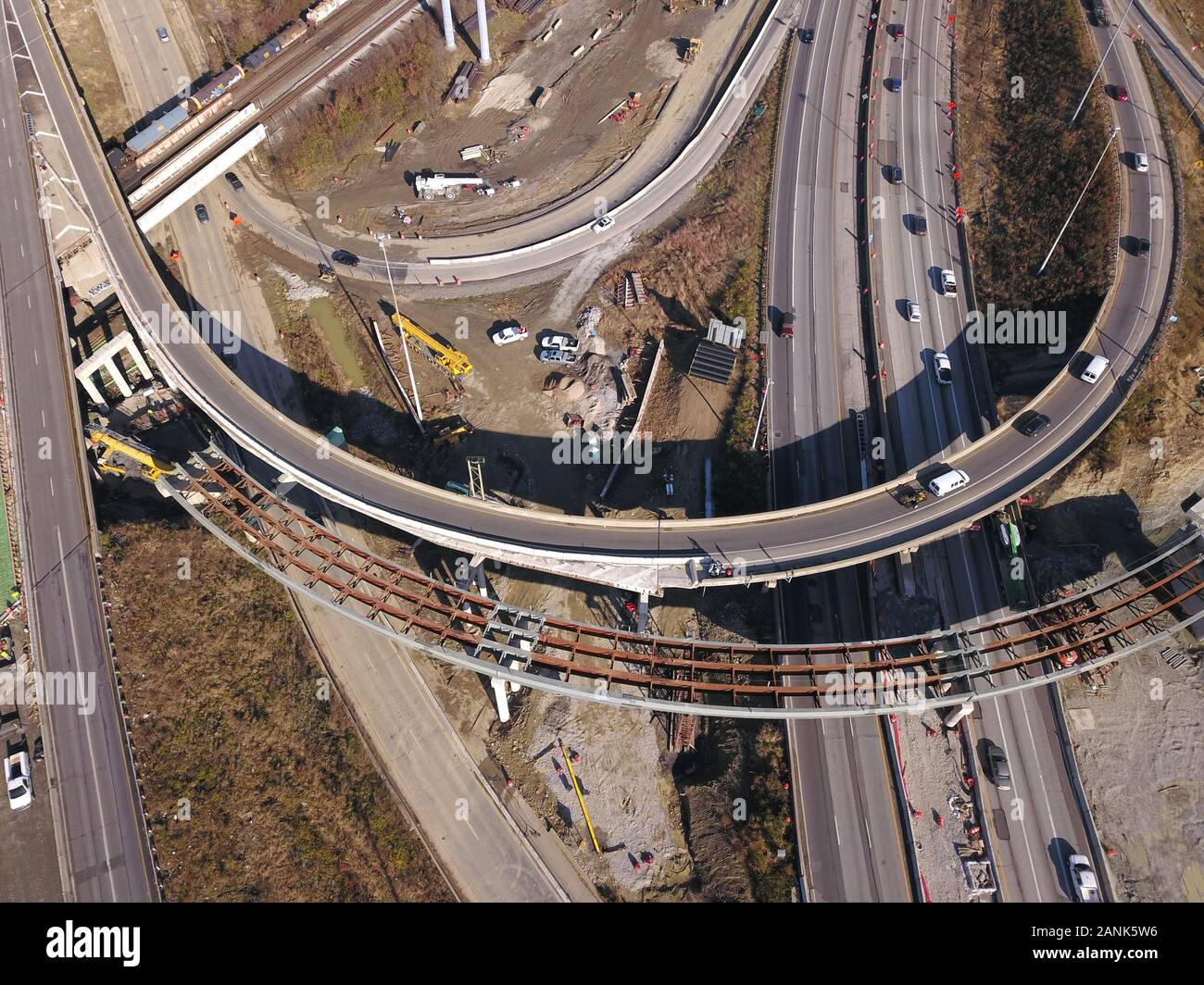 drone aerial I-75 interstate bridge construction Cincinnati Ohio Stock Photo