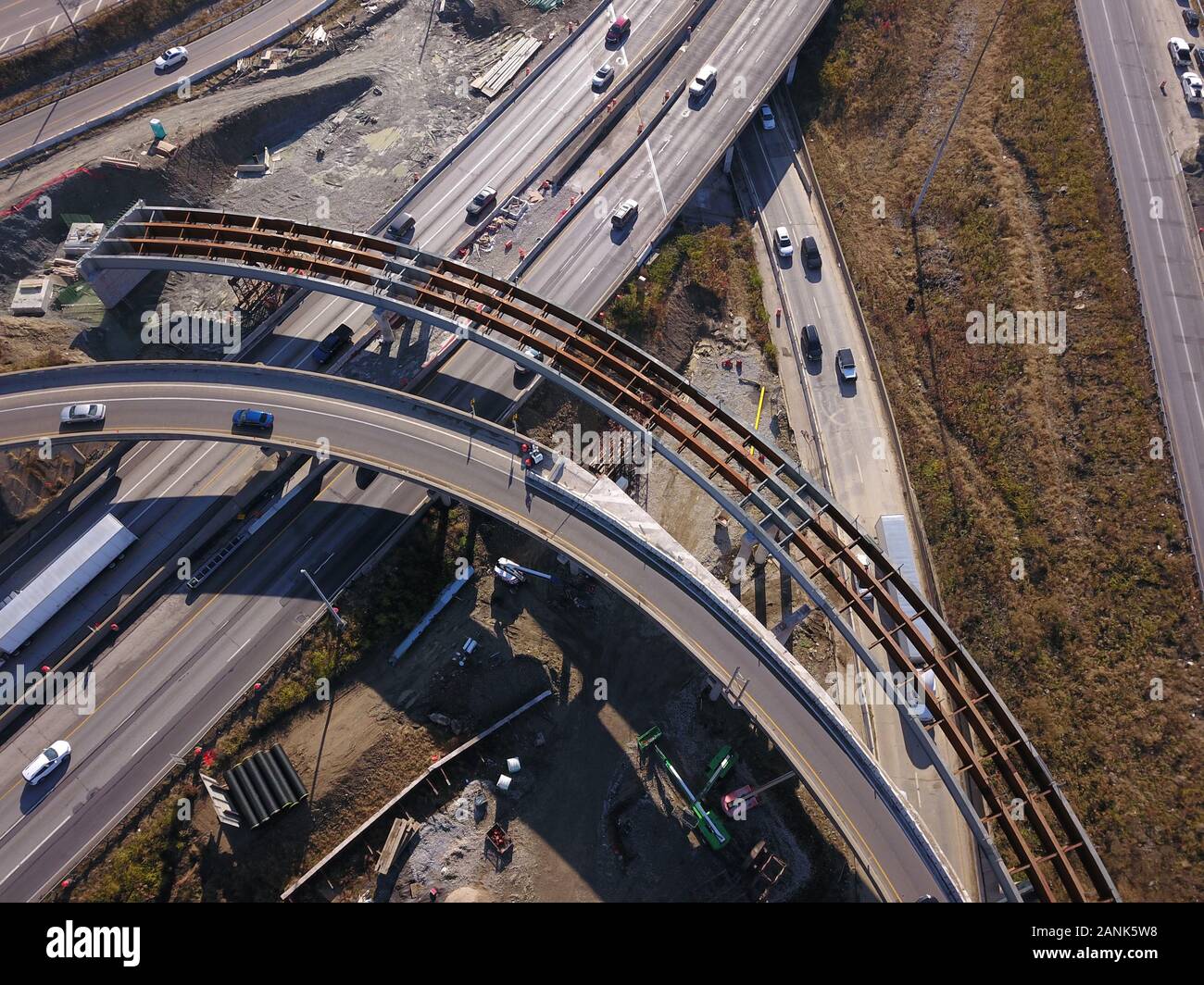 drone aerial I75 interstate bridge construction Cincinnati Ohio Stock