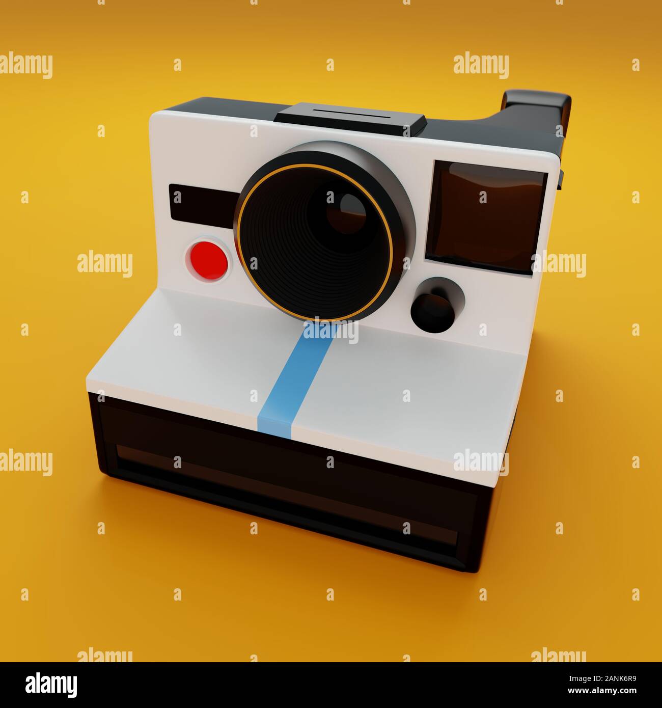 Vintage instant camera, evenly lit computer generated image on a fresh  yellow studio background. CGI/3D model based on the popular instant camera  Stock Photo - Alamy