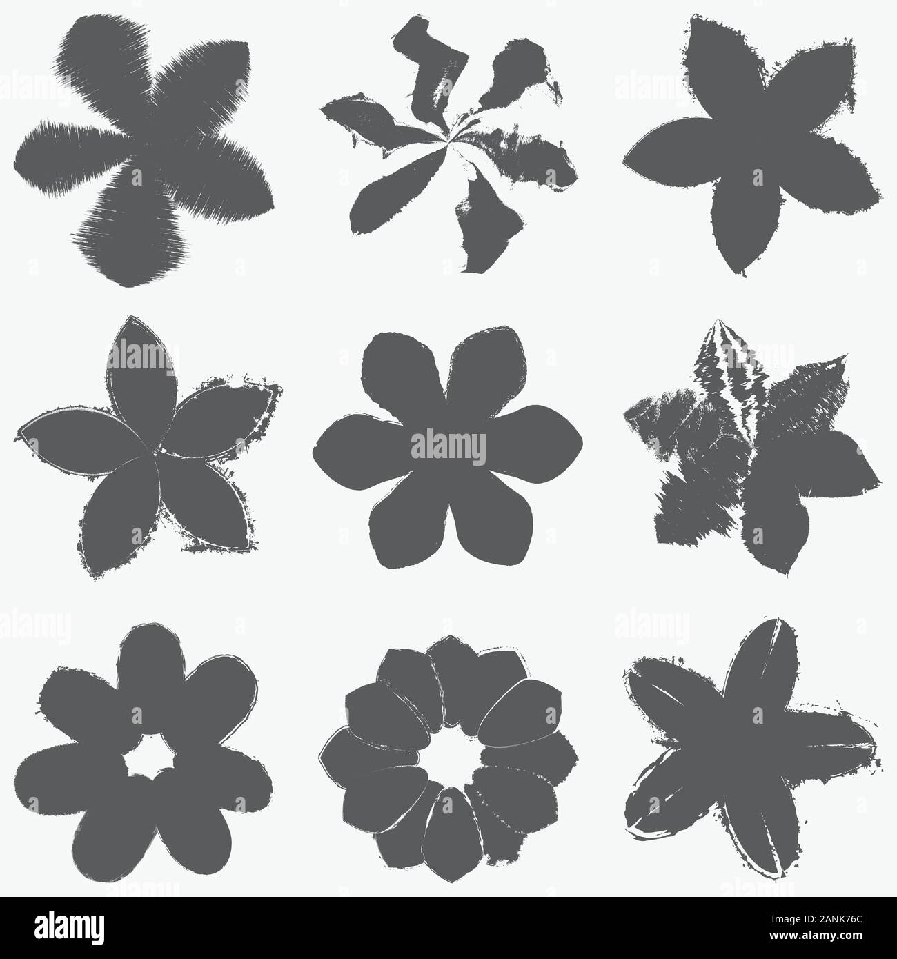 Grunge Flowers Set Stock Vector Image & Art - Alamy