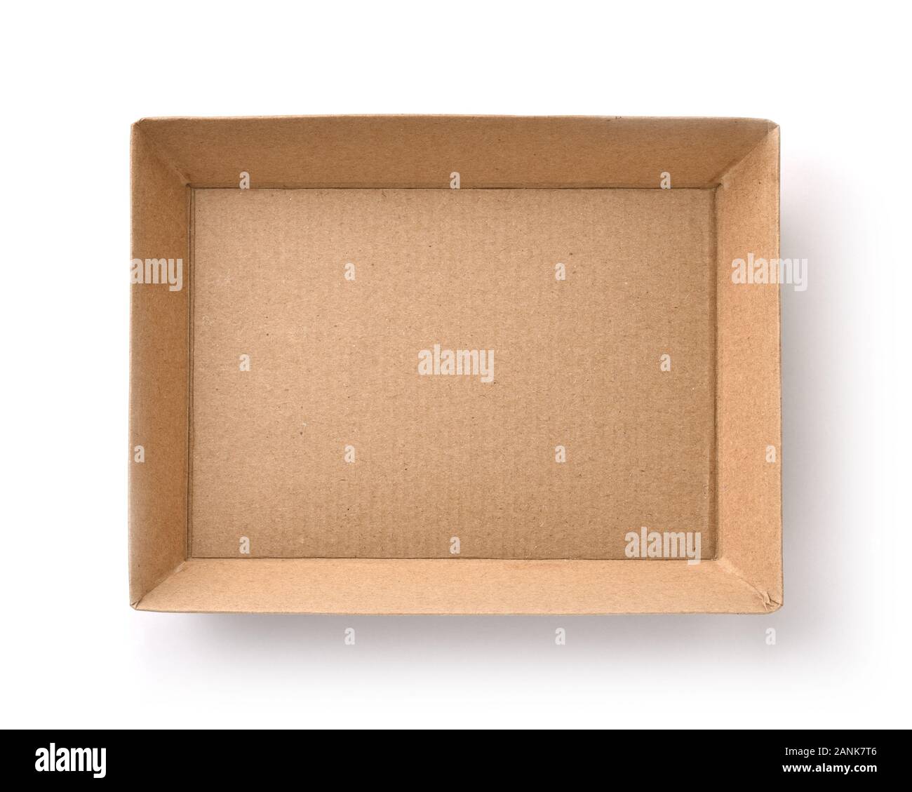 Top view of empty craft cardboard box isolated on white Stock Photo