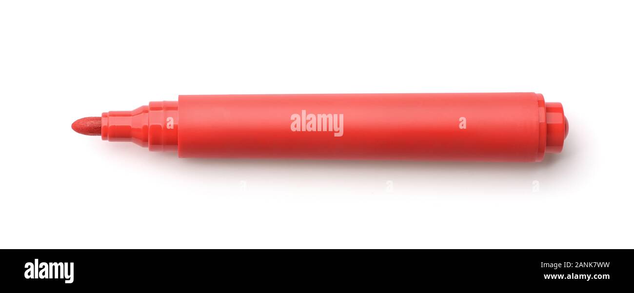Red marker pen isolated on whit Stock Photo