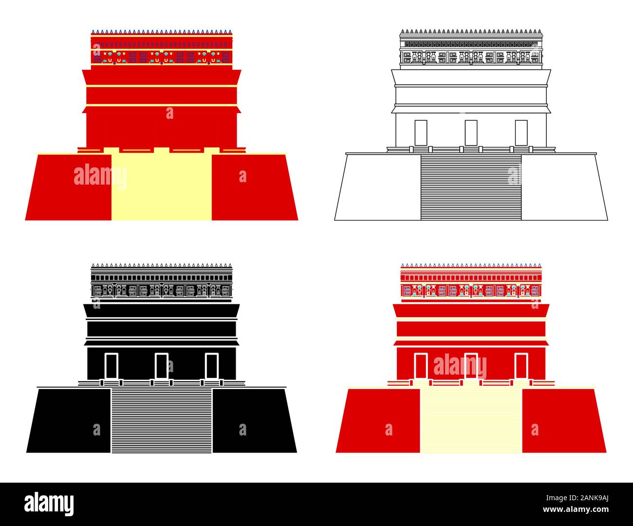The Red House. Chichén Itzá ruins. Stock Vector