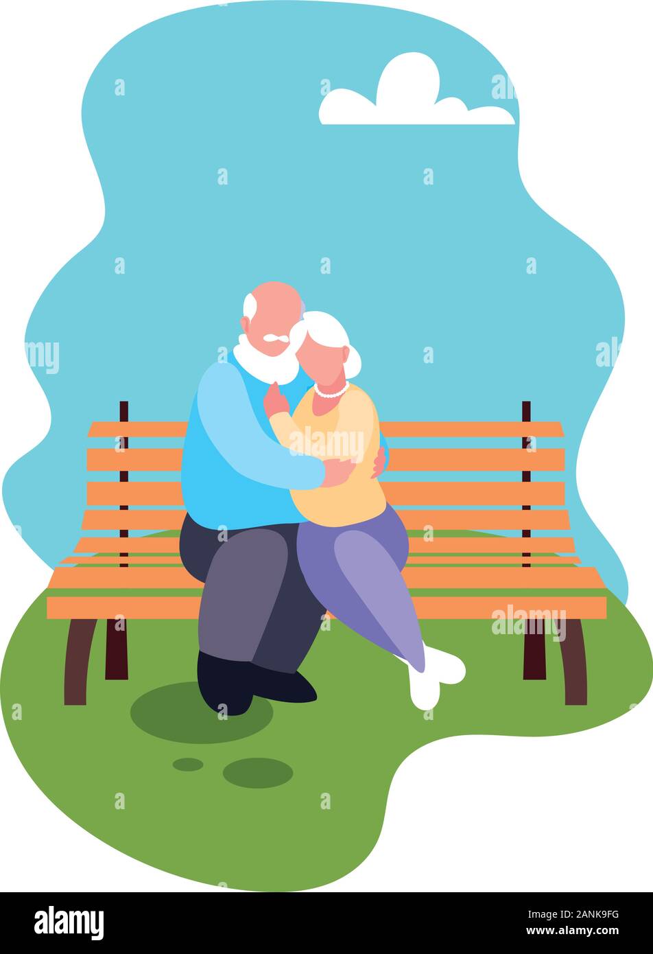 couple of people in love sitting in the park chair vector illustration ...