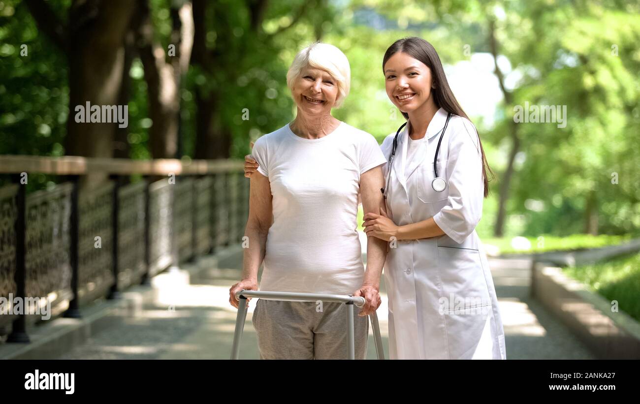 Old lady walking frame hi-res stock photography and images - Alamy