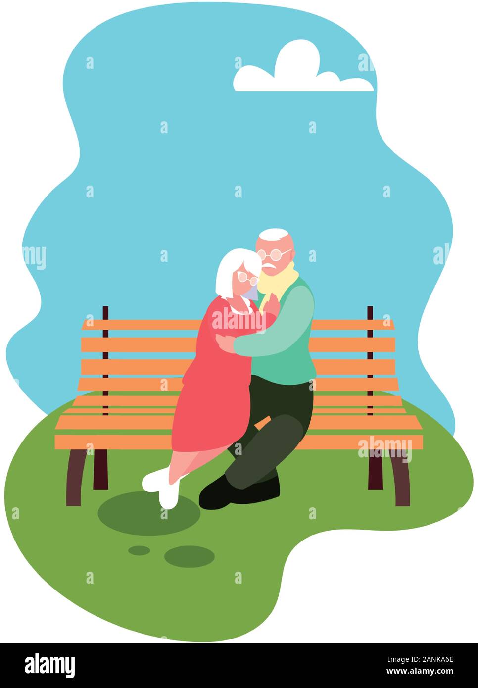 couple of people in love sitting in the park chair vector illustration ...
