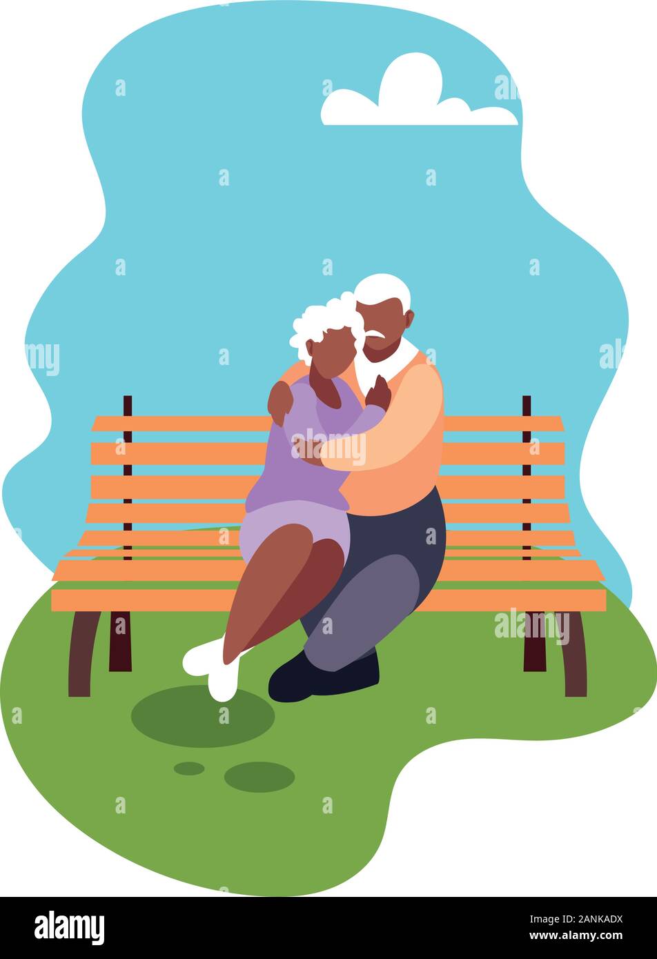 couple of people in love sitting in the park chair vector illustration ...