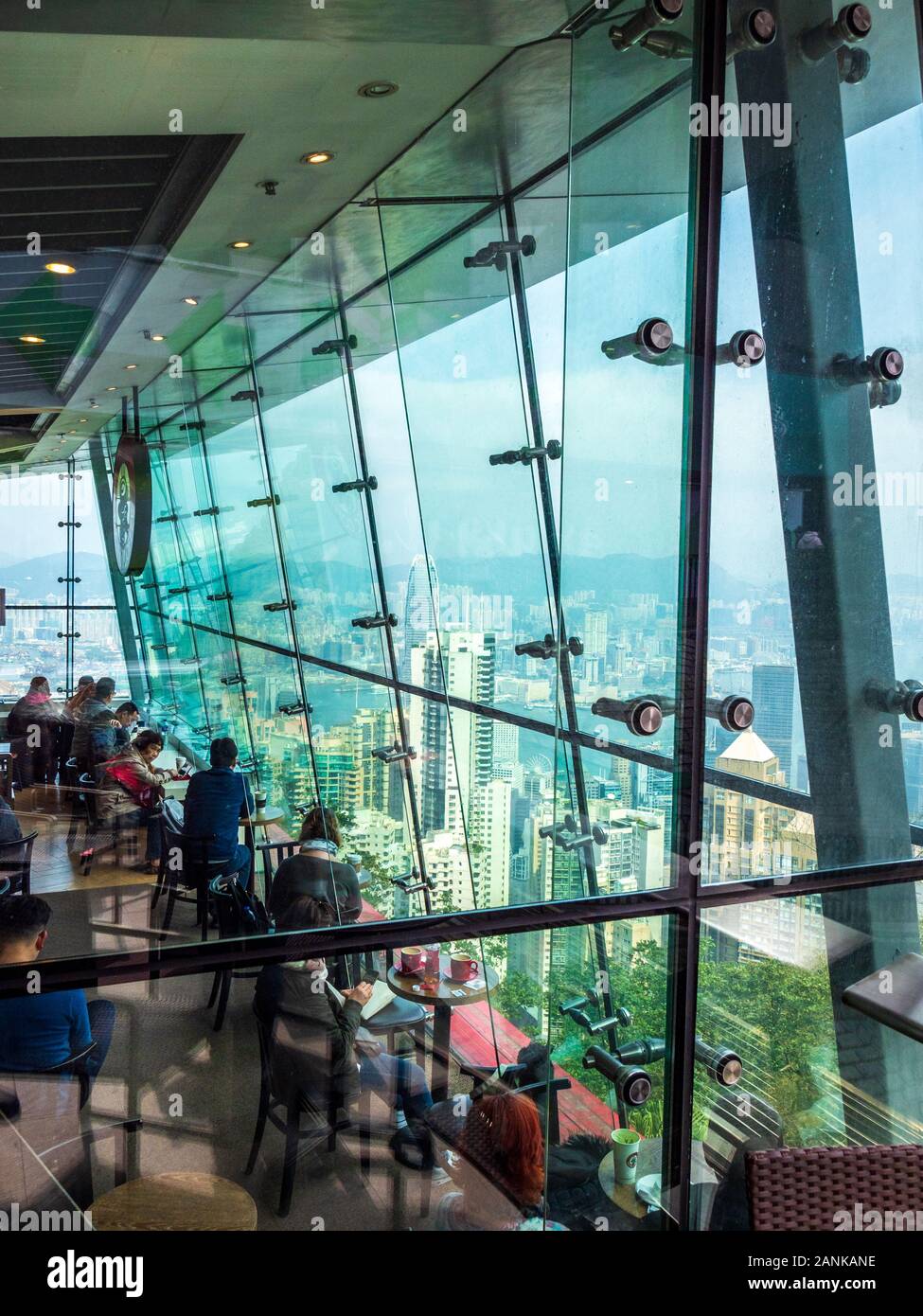 Hong Kong Peak Cafe - Pacific Coffee Shop on Victoria Peak Hong Kong Stock Photo