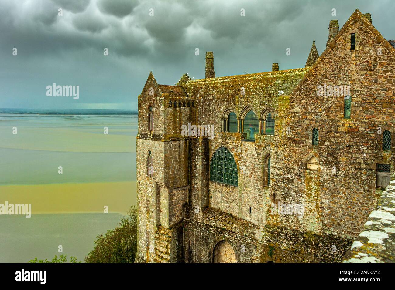 tidal floods in Mont Saint Michel. Normandy, France Stock Photo