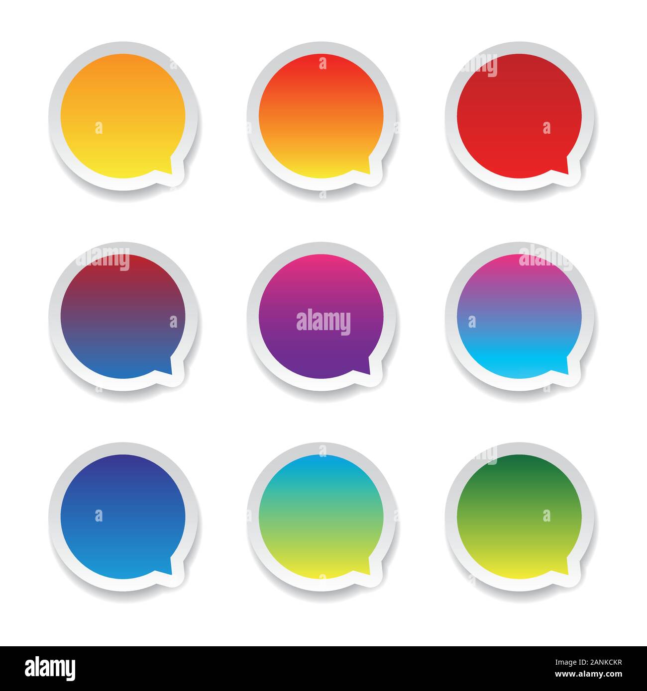 Empty colorful speech bubble set sticker Stock Vector