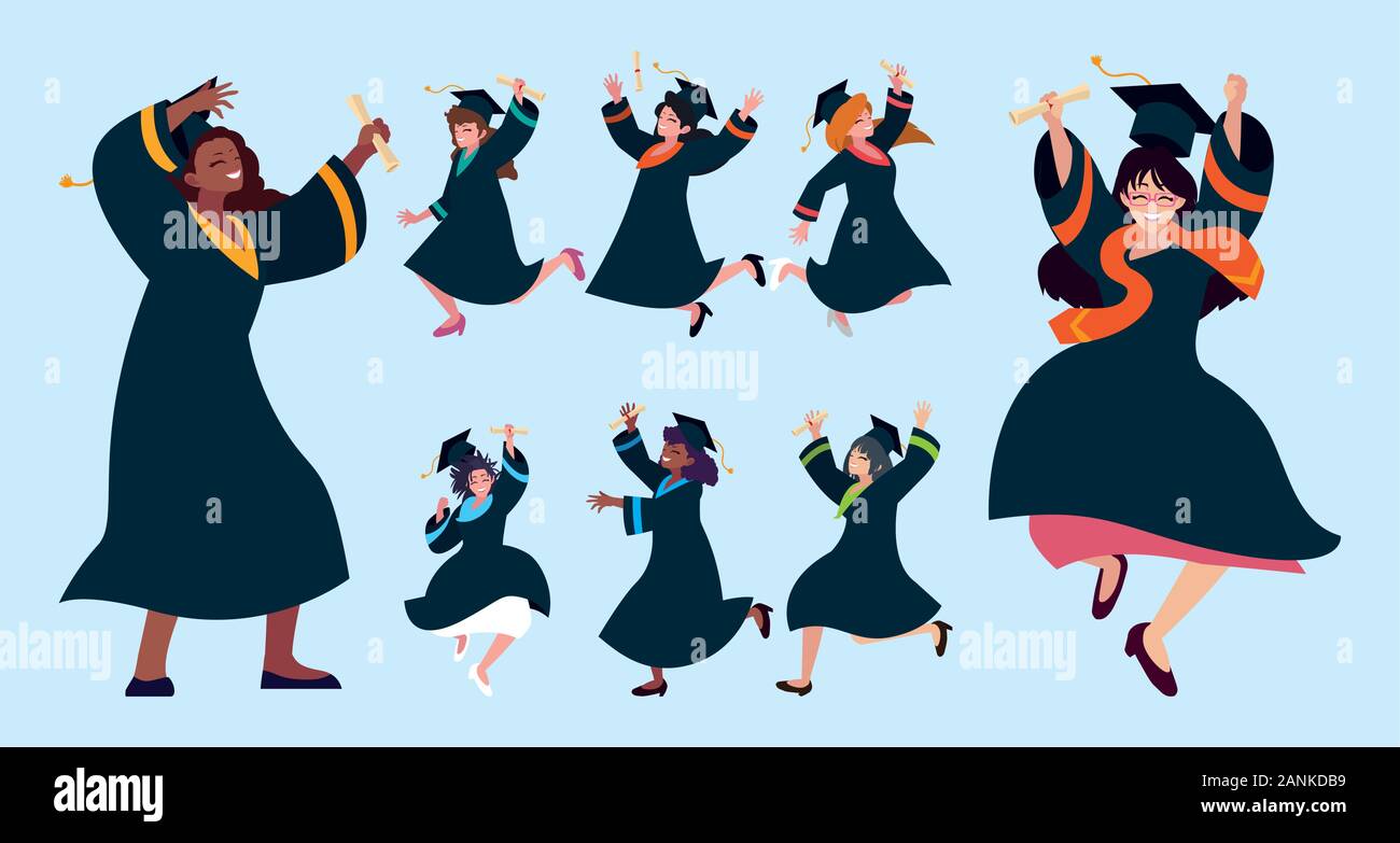 Female university students at graduation ceremony Stock Vector Images ...