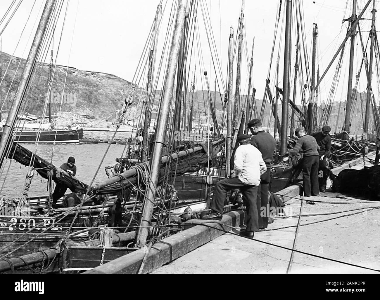 Peel Harbour, Isle of Man, Victorian period Stock Photo