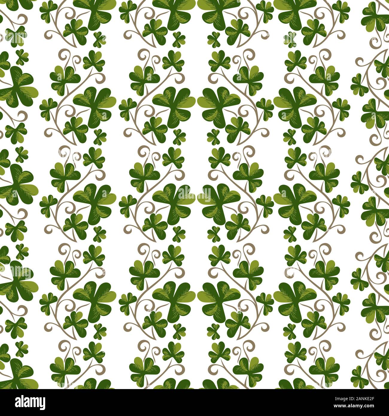 Shamrock clover hand drawn seamless pattern Stock Vector