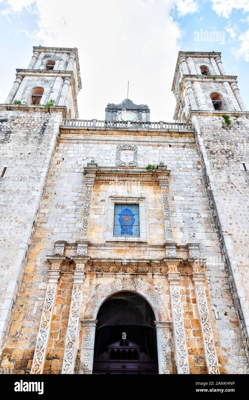 Built in 1706, the Cathedral of San Gervasio Church in Valladolid, Yucatan, Mexico, is also known as Iglesia de San Servacio. Stock Photo