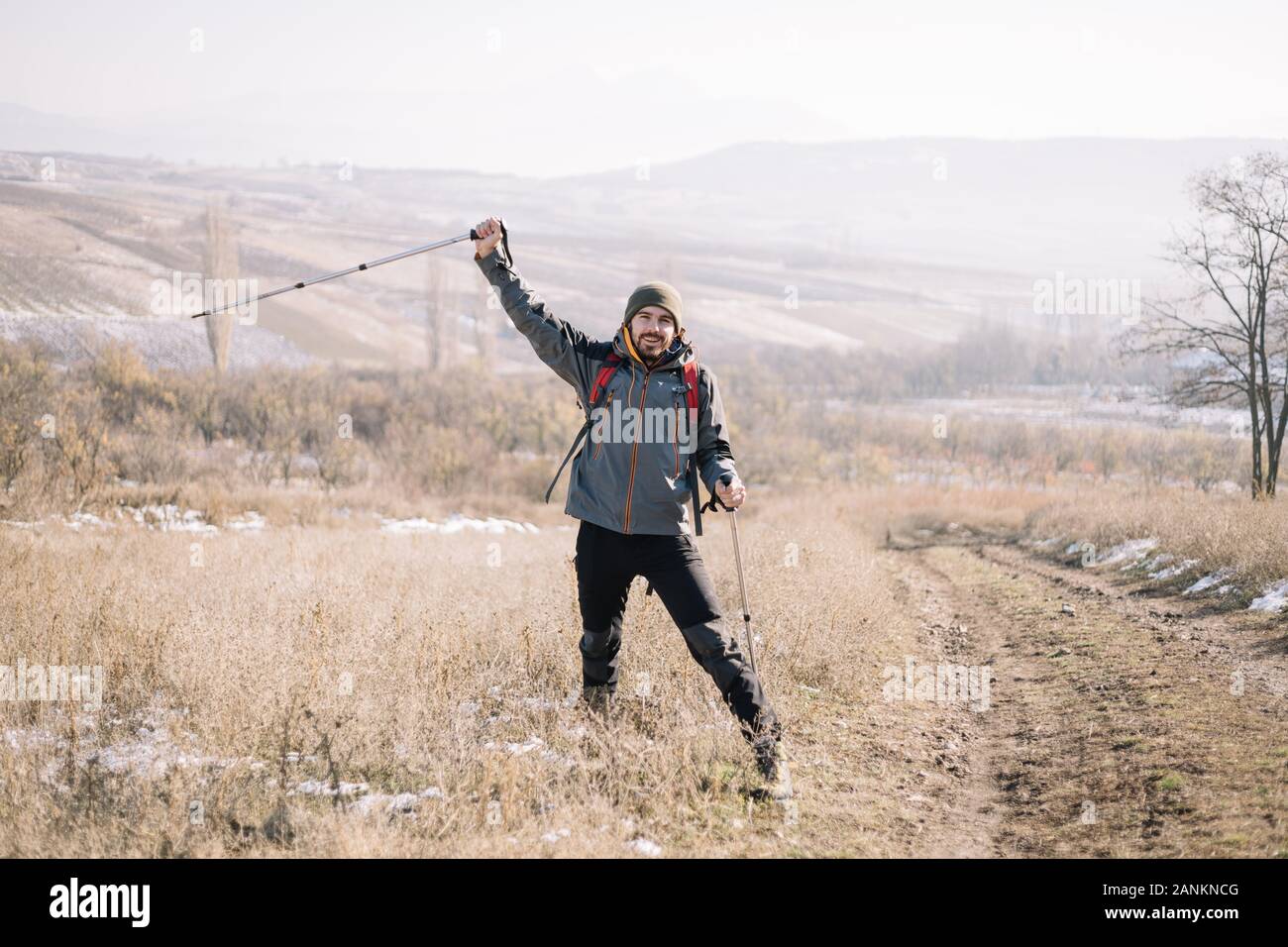 Hiker trekking pole walking hi-res stock photography and images - Alamy