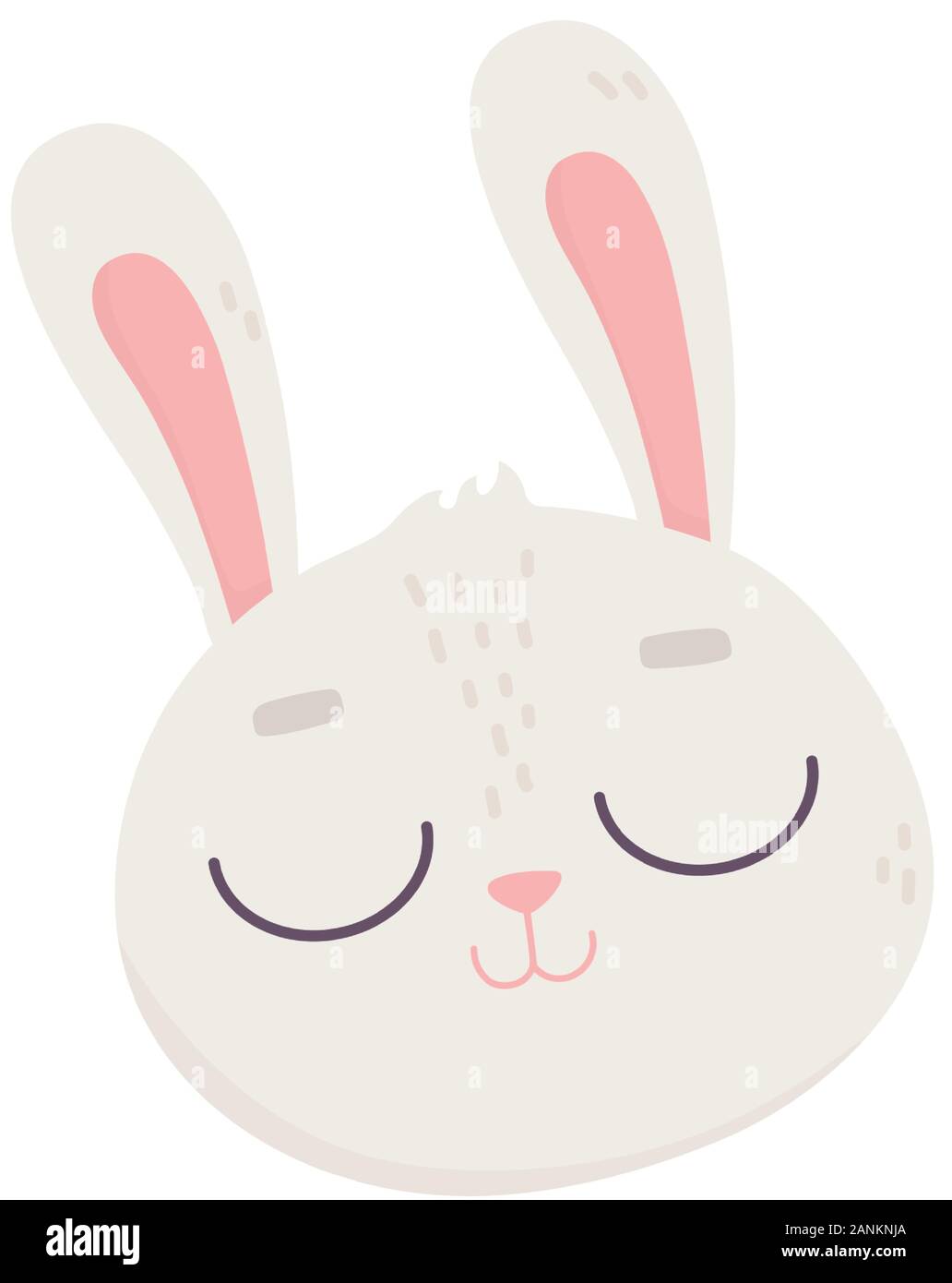 cute rabbit face close eyes cartoon icon vector illustration Stock ...