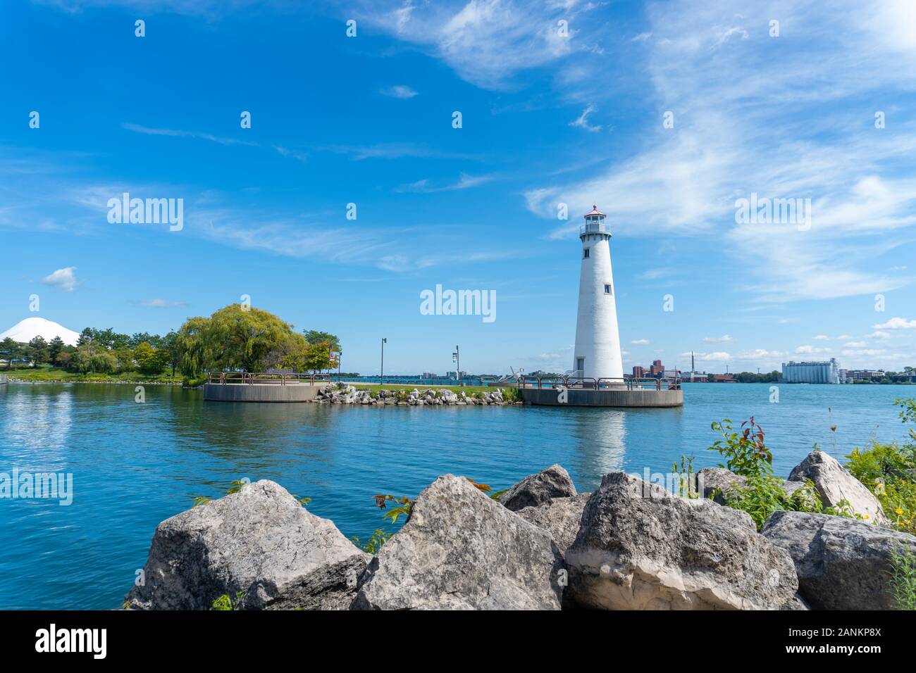 Detroit, Mi - September 7,2019: Harbor shot of Milliken State Park ...