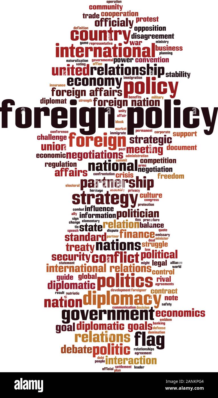 Foreign policy word cloud concept. Collage made of words about foreign policy. Vector illustration Stock Vector