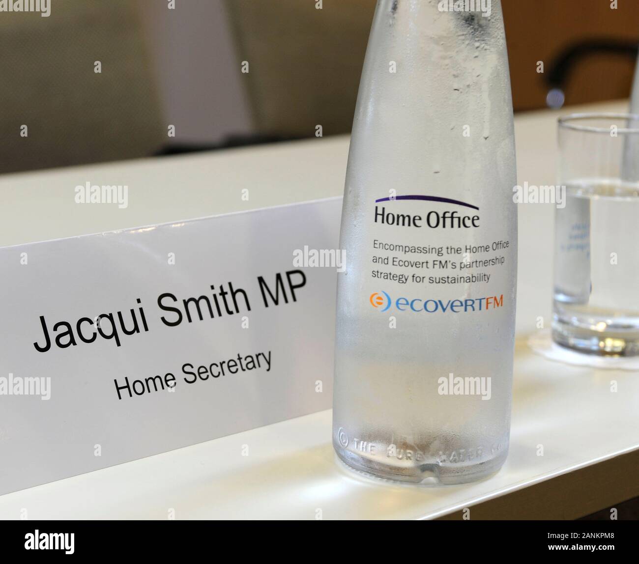 Branded produced bottle of mineral water supplied by the Home Office in