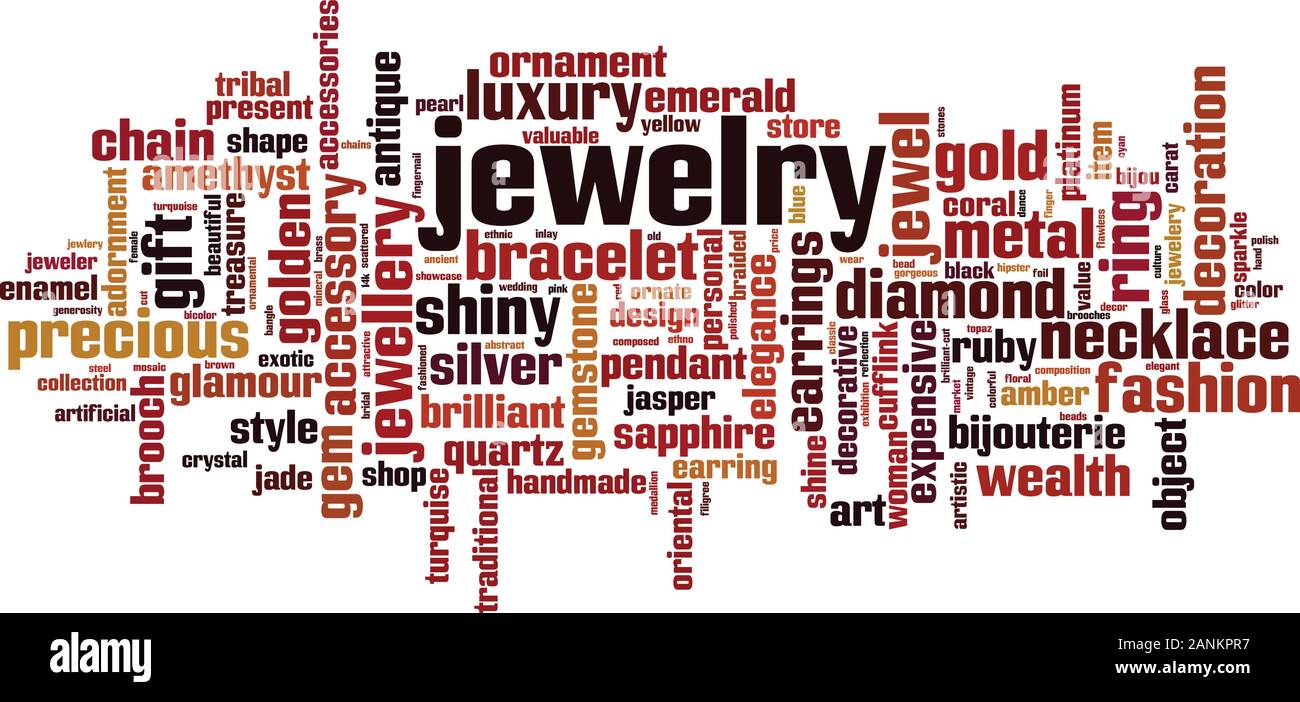 Jewelry word cloud concept. Collage made of words about jewelry. Vector illustration Stock Vector