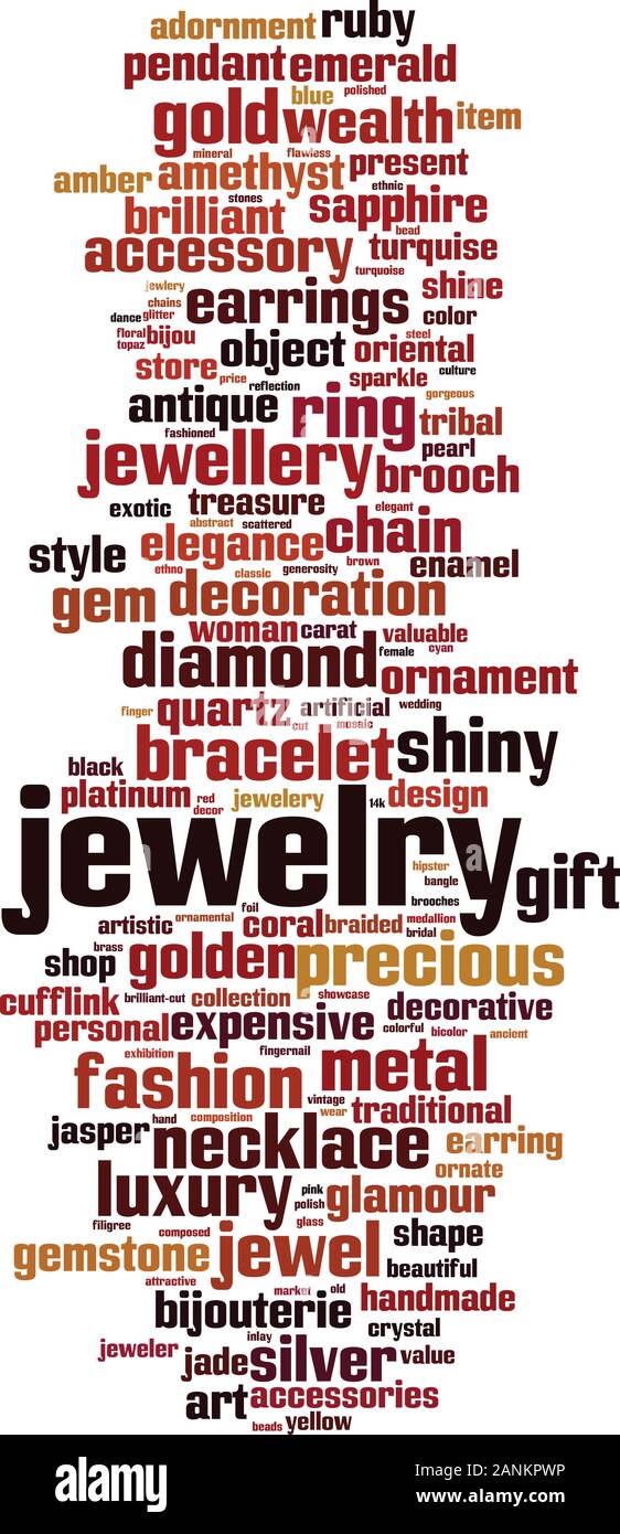 Jewelry word cloud concept. Collage made of words about jewelry. Vector illustration Stock Vector