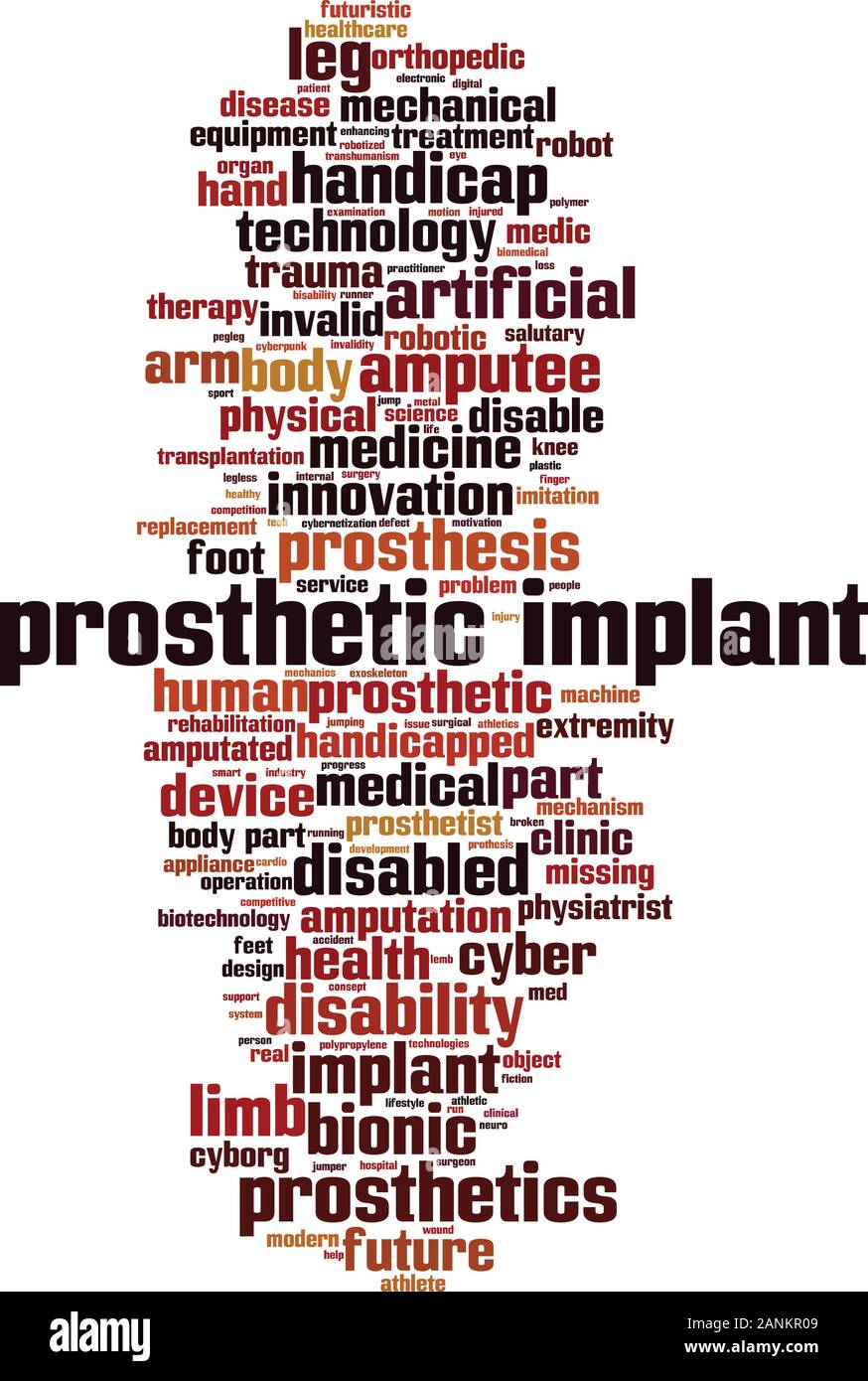 Prosthetic implant cloud concept. Collage made of words about prosthetic implant. Vector illustration Stock Vector