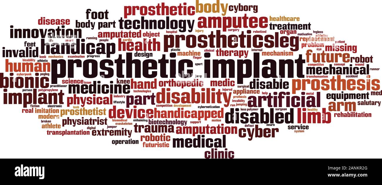 Prosthetic implant cloud concept. Collage made of words about prosthetic implant. Vector illustration Stock Vector