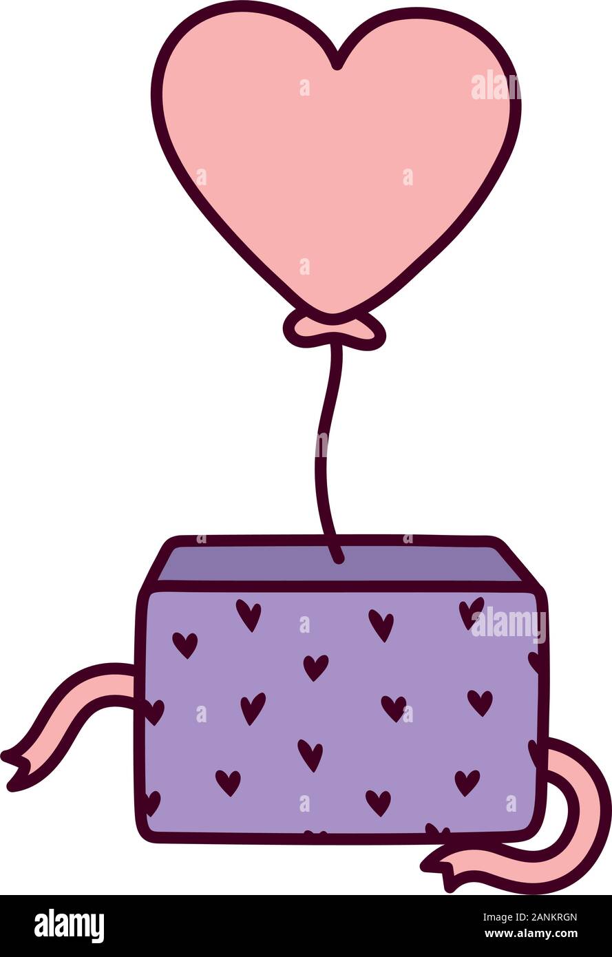 happy valentines day, balloon shaped heart love gift box celebration ...