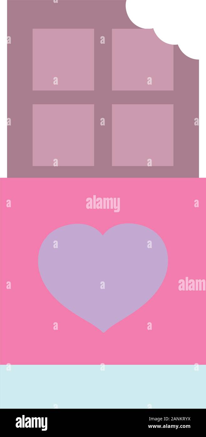 happy valentines day, sweet chocolate bar snack heart love vector ...